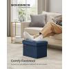 imageSONGMICS Storage Ottoman Foldable Small Ottoman Foot Rest 122 x 161 Inches Foot Stool Load up to 286 lb for Living Room Bedroom Dorm Jelly Pink ULSF200R01Midnight Blue