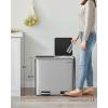 imageSONGMICS Trash Can 12Gallon Pedal Garbage Can Stainless Steel Step Bin Plastic Inner Bucket and Lid Soft Closure Fingerprint Proof for Kitchen Living Room Silver ULTB007E012 x 63 Gal