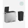 imageSONGMICS Trash Can 12Gallon Pedal Garbage Can Stainless Steel Step Bin Plastic Inner Bucket and Lid Soft Closure Fingerprint Proof for Kitchen Living Room Silver ULTB007E012 x 63 Gal