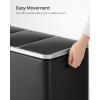 imageSONGMICS Trash Can 3 x 48 Gallon Garbage Can 144 Gallon Recycle Bin with SoftClose Lids Pedals and Inner Buckets for Kitchen Stainless Steel Black ULTB154B01Black