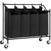 imageSONGMICS 4Bag Laundry Cart Sorter Rolling Laundry Basket Hamper with 4 Removable Bags Casters and Brakes Black URLS90HBlack