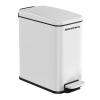 imageSONGMICS Bathroom Trash Can 13 Gallon 5 L Small Trash Bin with Lid Slim for Small Spaces Stainless Steel Garbage Can Soft Close White ULTB560W05White