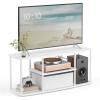 imageSONGMICS HOME Superfast Toolless Assembly TV Stand for TVs up to 50 Inches TV Cabinet Unit Media Center Table Living Room 43 x 14 x 18 Inches Shelves Natural Walnut and Ink Black ULTV500K01Snow White  Matte White
