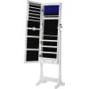 imageSONGMICS Jewelry Cabinet with 6 LED Lights Lockable Mirrored Jewelry Armoire Organizer 2 Drawers Brown UJJC94KWhite