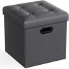 imageSONGMICS MAZIE Collection  15 Inches Ottoman with Storage Footstool Storage Ottoman with Metal Grommet Handles Load 660 lb for Dorm Living Room Bedroom Synthetic Leather Black ULSF30BDark Gray