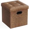 imageSONGMICS MAZIE Collection  15 Inches Ottoman with Storage Footstool Storage Ottoman with Metal Grommet Handles Load 660 lb for Dorm Living Room Bedroom Synthetic Leather Black ULSF30BCoffee Brown