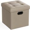 imageSONGMICS MAZIE Collection  15 Inches Ottoman with Storage Footstool Storage Ottoman with Metal Grommet Handles Load 660 lb for Dorm Living Room Bedroom Synthetic Leather Black ULSF30BCamel Brown
