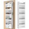 imageSONGMICS Over The Door Organizer Hanging Door Organizer with 5 Large Pockets 5Tier Fabric Storage Transparent Nylon Mesh Foldable Metal Hooks with Side Pouches Cloud White URDH007W01Cloud White