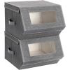 imageSONGMICS Stackable Storage Bins Set of 2 Storage Boxes with Lids and Front Windows NonWoven Fabric Closet Organizers with Magnetic Closures Side Handles Dark Gray URPLB02GDark Gray