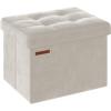 imageSONGMICS Storage Ottoman Foldable Small Ottoman Foot Rest 122 x 161 Inches Foot Stool Load up to 286 lb for Living Room Bedroom Dorm Jelly Pink ULSF200R01Cream White