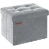 imageSONGMICS Storage Ottoman Foldable Small Ottoman Foot Rest 122 x 161 Inches Foot Stool Load up to 286 lb for Living Room Bedroom Dorm Jelly Pink ULSF200R01Dove Gray