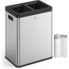 imageSONGMICS Trash Can 12Gallon Pedal Garbage Can Stainless Steel Step Bin Plastic Inner Bucket and Lid Soft Closure Fingerprint Proof for Kitchen Living Room Silver ULTB007E012 x 66 Gal