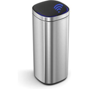 imageSONGMICS Motion Sensor Trash Can 13 Gallon Automatic Kitchen Garbage Can MultiColored Indicator Lights Ozone Odor Control StayOpen Lid Tall Stainless Steel Silver ULTB620E50V1