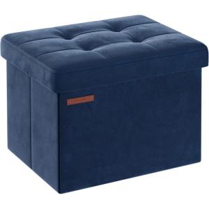 imageSONGMICS Storage Ottoman Foldable Small Ottoman Foot Rest 122 x 161 Inches Foot Stool Load up to 286 lb for Living Room Bedroom Dorm Jelly Pink ULSF200R01Midnight Blue