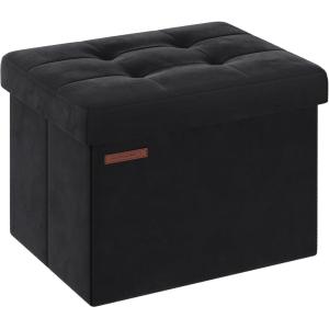 imageSONGMICS Storage Ottoman Foldable Small Ottoman Foot Rest 122 x 161 Inches Foot Stool Load up to 286 lb for Living Room Bedroom Dorm Jelly Pink ULSF200R01Ink Black