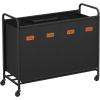 imageSONGMICS 4Section Laundry Sorter Laundry Hamper with Wheels Rolling Clothes Hamper Cart with Large Capacity and Removable Bags for Laundry Room Bedroom Bathroom Ink Black URLS460B01Ink Black