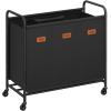 imageSONGMICS 4Section Laundry Sorter Laundry Hamper with Wheels Rolling Clothes Hamper Cart with Large Capacity and Removable Bags for Laundry Room Bedroom Bathroom Ink Black URLS460B01Ink Black