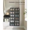 imageSONGMICS Foldable Shoe Boxes Pack of 18 Stackable Shoe Storage Organizer Set of 3 Integraed Shoe Cabinets Portable Fit up to US Size 13 60s Assembly Transparent and Ink Black ULSP207B01Transparent  Ink Black