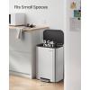 imageSONGMICS Kitchen Trash Can 13Gallon 50 L Garbage Can with Lid Stainless Steel Soft Close and Stays Open Inner Bucket Wide NonSlip Pedal Ink Black ULTB547B01Metallic Silver