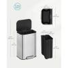 imageSONGMICS Kitchen Trash Can 13Gallon 50 L Garbage Can with Lid Stainless Steel Soft Close and Stays Open Inner Bucket Wide NonSlip Pedal Ink Black ULTB547B01Metallic Silver