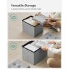 imageSONGMICS MAZIE Collection  Small Folding Storage Ottoman Foot Rest Stool 122 x 161 x 122 Inches 286 lb Load Capacity for Living Room Bedroom Home Office Dorm Light Taupe ULSF102K01Light Gray