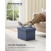imageSONGMICS MAZIE Collection  Small Folding Storage Ottoman Foot Rest Stool 122 x 161 x 122 Inches 286 lb Load Capacity for Living Room Bedroom Home Office Dorm Light Taupe ULSF102K01Light Denim Blue