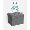 imageSONGMICS MAZIE Collection  Small Folding Storage Ottoman Foot Rest Stool 122 x 161 x 122 Inches 286 lb Load Capacity for Living Room Bedroom Home Office Dorm Light Taupe ULSF102K01Dark Gray