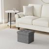 imageSONGMICS MAZIE Collection  Small Folding Storage Ottoman Foot Rest Stool 122 x 161 x 122 Inches 286 lb Load Capacity for Living Room Bedroom Home Office Dorm Light Taupe ULSF102K01Dark Gray