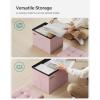 imageSONGMICS MAZIE Collection  Small Folding Storage Ottoman Foot Rest Stool 122 x 161 x 122 Inches 286 lb Load Capacity for Living Room Bedroom Home Office Dorm Light Taupe ULSF102K01Jelly Pink