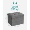 imageSONGMICS MAZIE Collection  Small Folding Storage Ottoman Foot Rest Stool 122 x 161 x 122 Inches 286 lb Load Capacity for Living Room Bedroom Home Office Dorm Light Taupe ULSF102K01Dark Gray