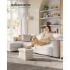 imageSONGMICS MAZIE Collection  Small Folding Storage Ottoman Foot Rest Stool 122 x 161 x 122 Inches 286 lb Load Capacity for Living Room Bedroom Home Office Dorm Light Taupe ULSF102K01Cream White