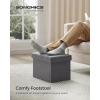 imageSONGMICS MAZIE Collection  Small Folding Storage Ottoman Foot Rest Stool 122 x 161 x 122 Inches 286 lb Load Capacity for Living Room Bedroom Home Office Dorm Light Taupe ULSF102K01Dark Gray
