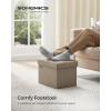 imageSONGMICS MAZIE Collection  Small Folding Storage Ottoman Foot Rest Stool 122 x 161 x 122 Inches 286 lb Load Capacity for Living Room Bedroom Home Office Dorm Light Taupe ULSF102K01Light Taupe