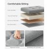 imageSONGMICS MAZIE Collection  Small Folding Storage Ottoman Foot Rest Stool 122 x 161 x 122 Inches 286 lb Load Capacity for Living Room Bedroom Home Office Dorm Light Taupe ULSF102K01Light Gray