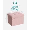 imageSONGMICS MAZIE Collection  Small Folding Storage Ottoman Foot Rest Stool 122 x 161 x 122 Inches 286 lb Load Capacity for Living Room Bedroom Home Office Dorm Light Taupe ULSF102K01Jelly Pink