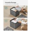 imageSONGMICS MAZIE Collection  Small Folding Storage Ottoman Foot Rest Stool 122 x 161 x 122 Inches 286 lb Load Capacity for Living Room Bedroom Home Office Dorm Light Taupe ULSF102K01Dark Gray