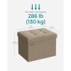 imageSONGMICS MAZIE Collection  Small Folding Storage Ottoman Foot Rest Stool 122 x 161 x 122 Inches 286 lb Load Capacity for Living Room Bedroom Home Office Dorm Light Taupe ULSF102K01Light Taupe