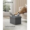 imageSONGMICS MAZIE Collection  Small Folding Storage Ottoman Foot Rest Stool 122 x 161 x 122 Inches 286 lb Load Capacity for Living Room Bedroom Home Office Dorm Light Taupe ULSF102K01Dark Gray