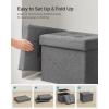 imageSONGMICS MAZIE Collection  Small Folding Storage Ottoman Foot Rest Stool 122 x 161 x 122 Inches 286 lb Load Capacity for Living Room Bedroom Home Office Dorm Light Taupe ULSF102K01Dark Gray