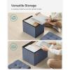 imageSONGMICS MAZIE Collection  Small Folding Storage Ottoman Foot Rest Stool 122 x 161 x 122 Inches 286 lb Load Capacity for Living Room Bedroom Home Office Dorm Light Taupe ULSF102K01Light Denim Blue