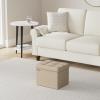 imageSONGMICS MAZIE Collection  Small Folding Storage Ottoman Foot Rest Stool 122 x 161 x 122 Inches 286 lb Load Capacity for Living Room Bedroom Home Office Dorm Light Taupe ULSF102K01Light Taupe