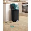 imageSONGMICS Plastic Kitchen Trash Can 12Gallon 45 L Garbage Can with Stainless Steel Lid Soft Close Pedal Waste Bin with Wheels and Rear Handle Ink Black ULTB533B01