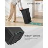 imageSONGMICS Plastic Kitchen Trash Can 12Gallon 45 L Garbage Can with Stainless Steel Lid Soft Close Pedal Waste Bin with Wheels and Rear Handle Ink Black ULTB533B01
