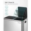 imageSONGMICS Trash Can 2 x 106 Gallon 2 x 40 L Garbage Can for Kitchen with 15 Trash Bags 2 Compartments Plastic Inner Buckets and Hinged Lids Airtight Black ULTB730B80Silver  Black