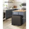 imageSONGMICS Trash Can 2 x 106 Gallon 2 x 40 L Garbage Can for Kitchen with 15 Trash Bags 2 Compartments Plastic Inner Buckets and Hinged Lids Airtight Black ULTB730B80Slate Gray
