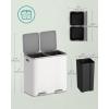 imageSONGMICS Trash Can 2 x 106 Gallon 2 x 40 L Garbage Can for Kitchen with 15 Trash Bags 2 Compartments Plastic Inner Buckets and Hinged Lids Airtight Black ULTB730B80White  Gray