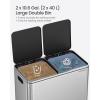 imageSONGMICS Trash Can 2 x 106 Gallon 2 x 40 L Garbage Can for Kitchen with 15 Trash Bags 2 Compartments Plastic Inner Buckets and Hinged Lids Airtight Black ULTB730B80Silver  Black