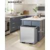 imageSONGMICS Trash Can 2 x 106 Gallon 2 x 40 L Garbage Can for Kitchen with 15 Trash Bags 2 Compartments Plastic Inner Buckets and Hinged Lids Airtight Black ULTB730B80Silver  Black