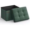 imageSONGMICS MAZIE Collection  Small Folding Storage Ottoman Foot Rest Stool 122 x 161 x 122 Inches 286 lb Load Capacity for Living Room Bedroom Home Office Dorm Light Taupe ULSF102K01Retro Green