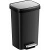 imageSONGMICS Plastic Kitchen Trash Can 12Gallon 45 L Garbage Can with Stainless Steel Lid Soft Close Pedal Waste Bin with Wheels and Rear Handle Ink Black ULTB533B01